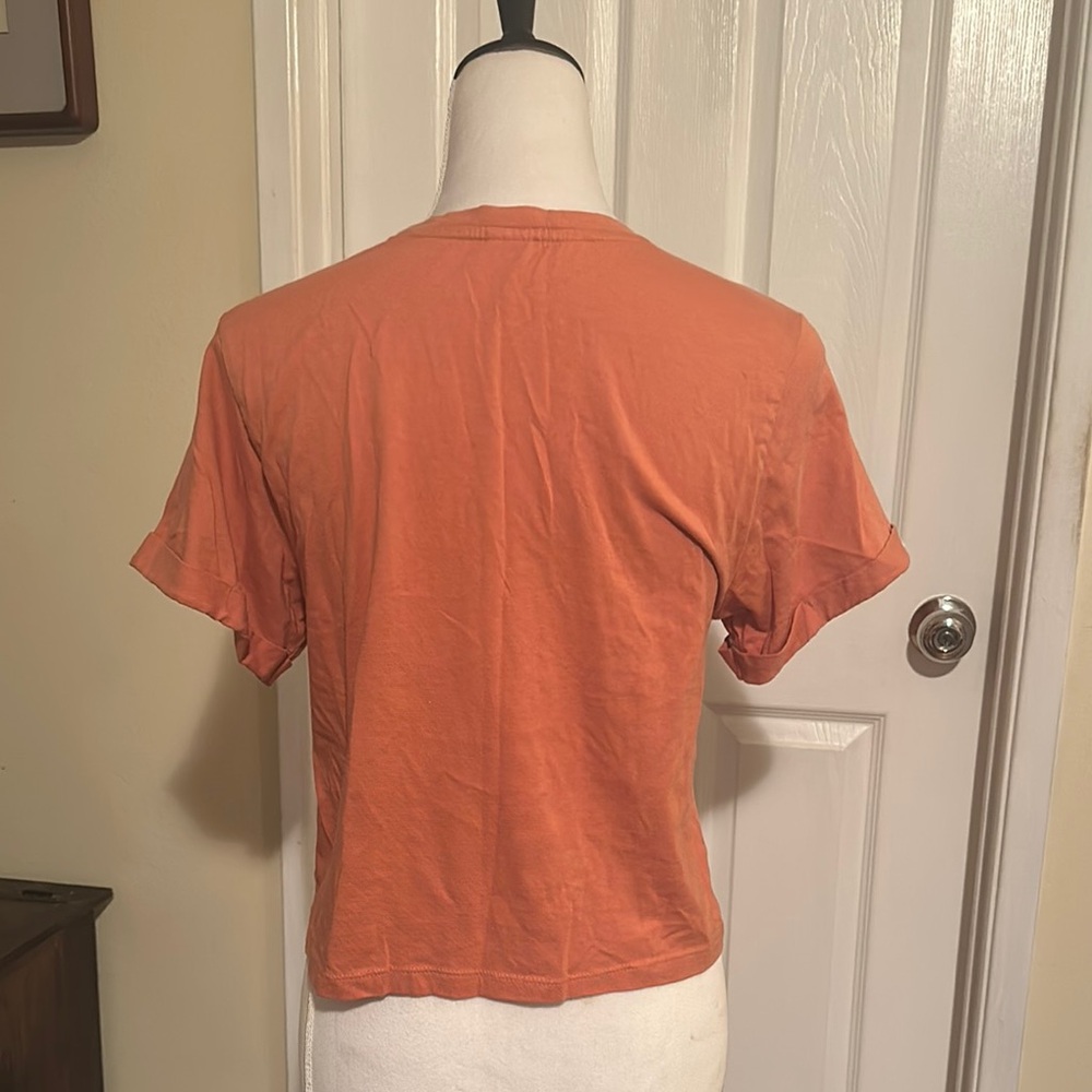 Embellished Crop T-shirt in Orange with Short Sleeves - Picture 2 of 3